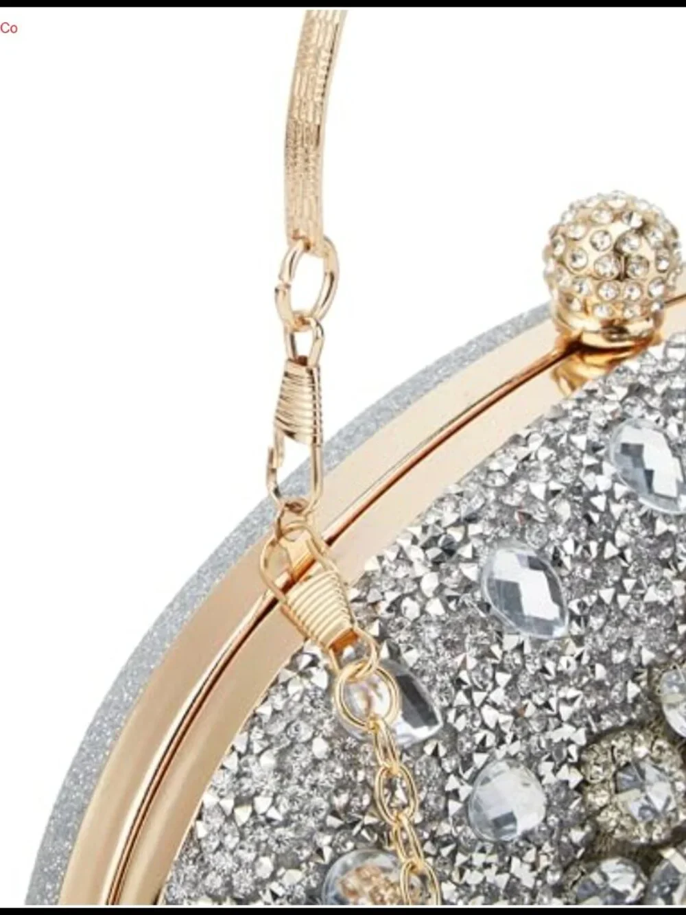 Sparkly Rhinestone Evening Clutch with Chain Push Lock Retro Party Bag